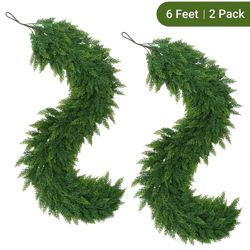 6FT Artificial Cedar Garland Set