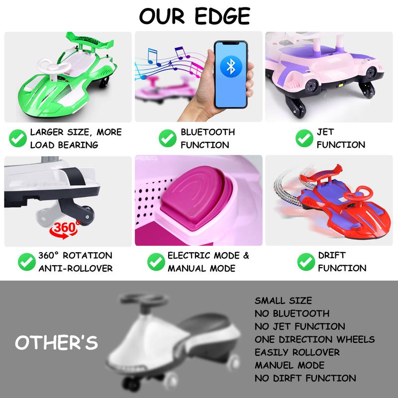 12V Electric Wiggle Ride-On with Flash Wheels & Music