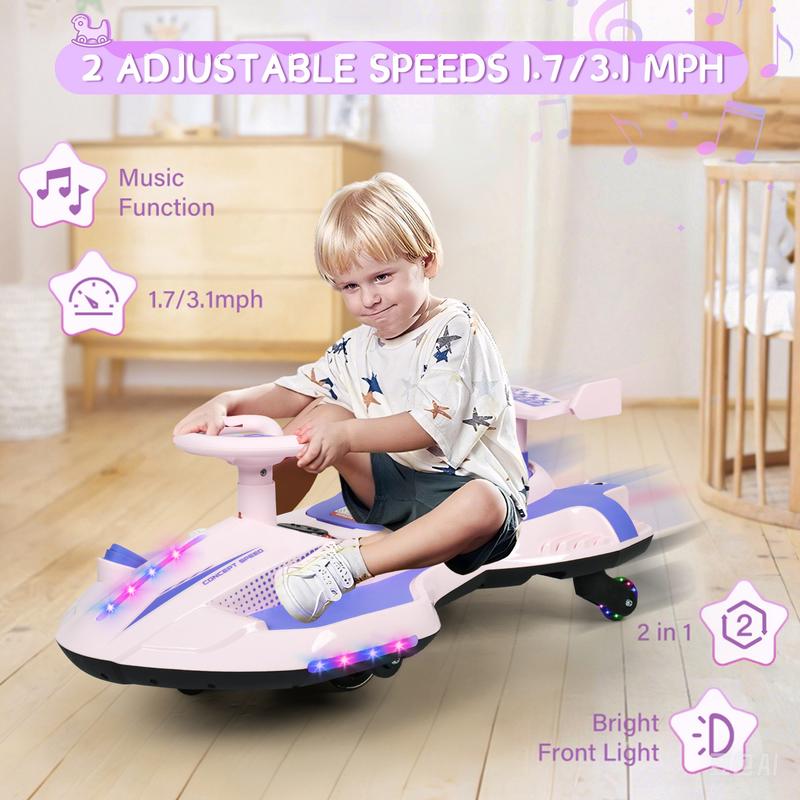 12V Electric Wiggle Ride-On with Flash Wheels & Music