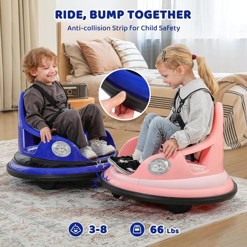360° Spin Electric Bumper Car for Kids (Parent Remote & LED)
