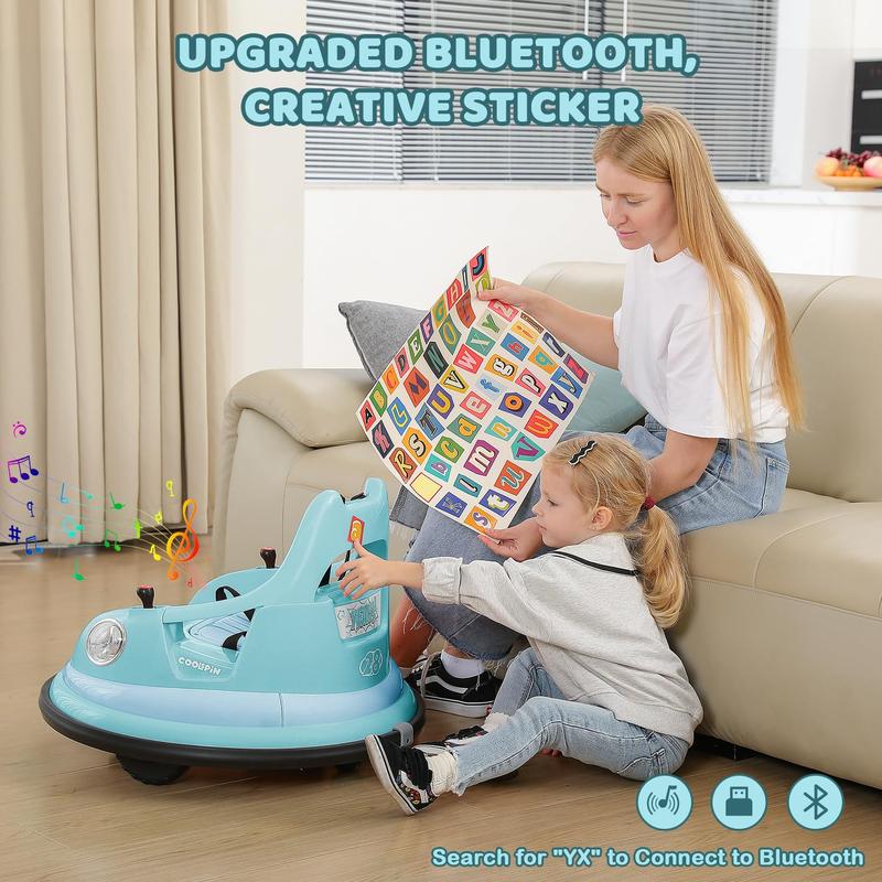 360° Spin Electric Bumper Car for Kids (Parent Remote & LED)