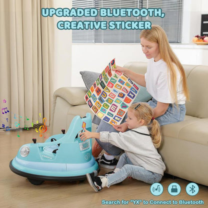 360° Spin Electric Bumper Car for Kids (Parent Remote & LED)