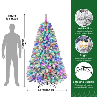 Pre-lit snow-flocked RGB Christmas tree