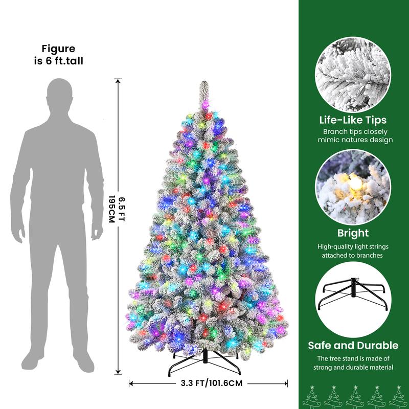 Pre-lit snow-flocked RGB Christmas tree