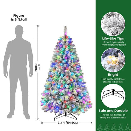 Pre-lit snow-flocked RGB Christmas tree