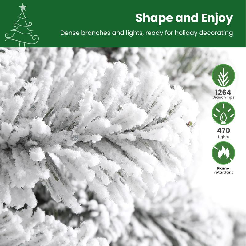 Pre-lit snow-flocked RGB Christmas tree