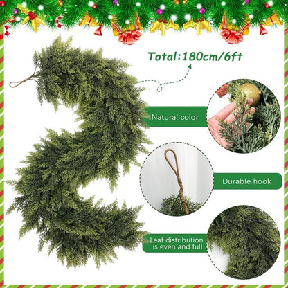 6FT Artificial Cedar Garland Set