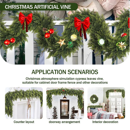 6FT Artificial Cedar Garland Set