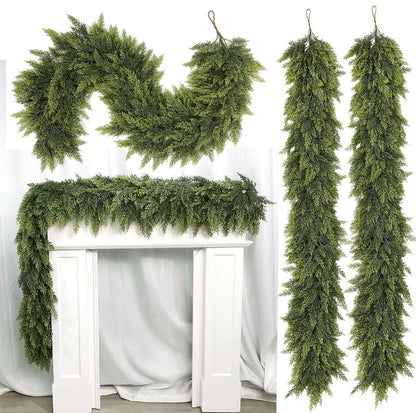 6FT Artificial Cedar Garland Set